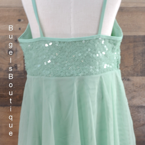 Double Platinum Girl's Dress Dance Sequins Green M - Picture 3 of 4